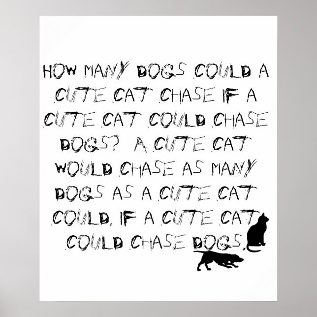 Funny Cat Typografie Tongue Twister Poster (Vorne)