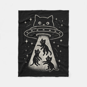 Funny Cat Ufo Niedlich Kitty Space Raumschiff Alie Fleecedecke