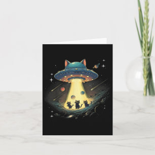 Funny Cat Ufo Niedlich Kitty Space Raumschiff Alie Karte