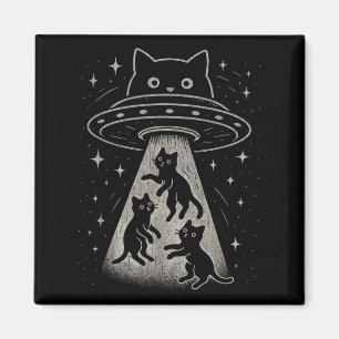 Funny Cat Ufo Niedlich Kitty Space Raumschiff Alie Magnet