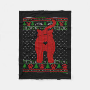 Funny Cat Ugly Christmas Sweater Familie Matching  Fleecedecke
