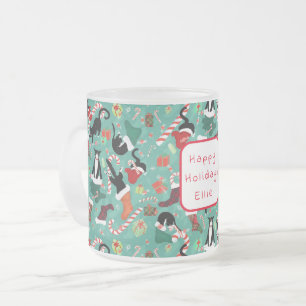 Funny Cat und Weihnachten Strumpf Mattglastasse