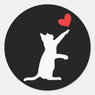 Funny Cat Valentine Niedliches Herz Runder Aufkleber