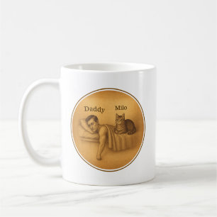 Funny Cat Vater Schlafen Illustration Kaffeetasse