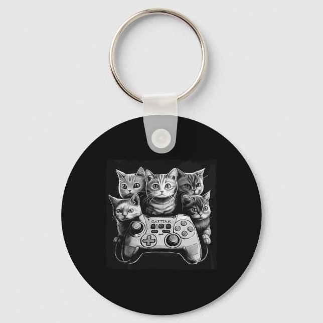Funny Cat Video Game Controller Squad Schlüsselanhänger (Vorderseite)
