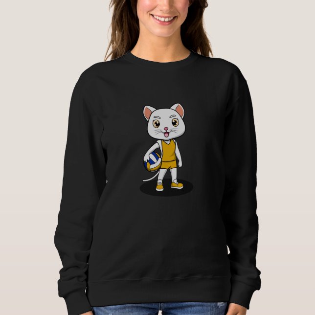Funny Cat Volleyball Spieler Hobby Sports Sweatshirt (Vorderseite)