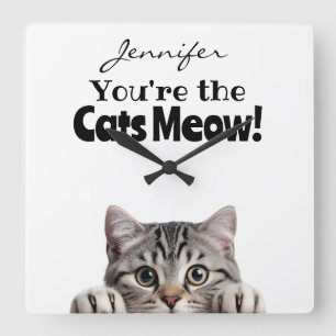 Funny Cat Wall Clock Quadratische Wanduhr