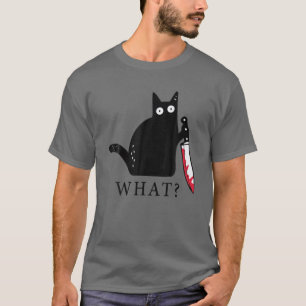 Funny Cat Was? Mörderische schwarze Katze mit Mes T-Shirt