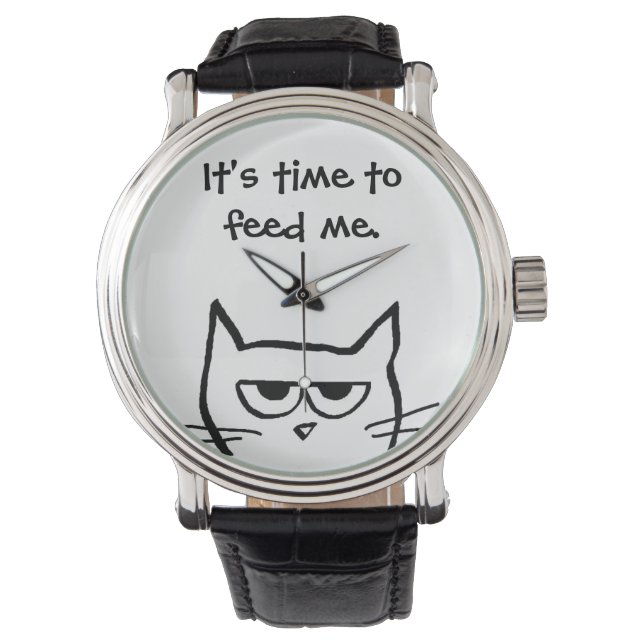 Funny Cat Watch - Es ist immer Zeit, die Katze Füt Armbanduhr (Vorderseite)