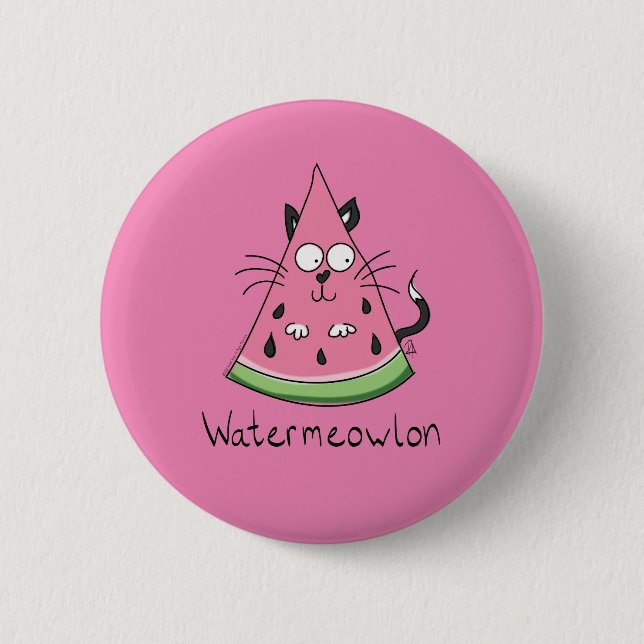 Funny Cat Watermelon Niedlich Kinder Button (Vorderseite)