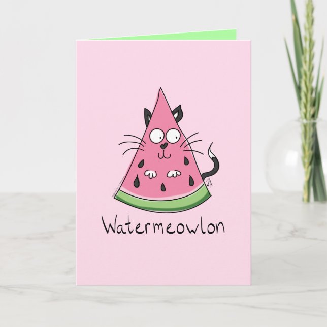 Funny Cat Watermelon Niedlich Kinder Karte (Vorderseite)