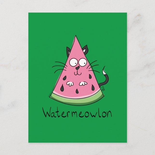 Funny Cat Watermelon Niedlich Kinder Postkarte (Vorderseite)