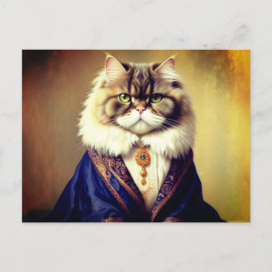 Funny Cat Wearing Blue Robe Postkarte