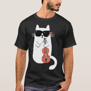 Funny Cat Wearing Sonnenbrille Viola spielen Viola T-Shirt