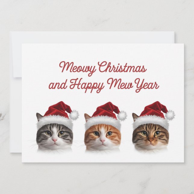 Funny Cat Weihnachten mit Weihnachtsmütze (Vorderseite)