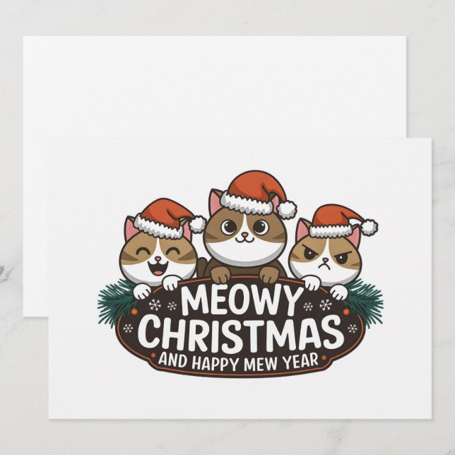 Funny Cat Weihnachten mit Weihnachtsmütze (Vorne/Hinten)