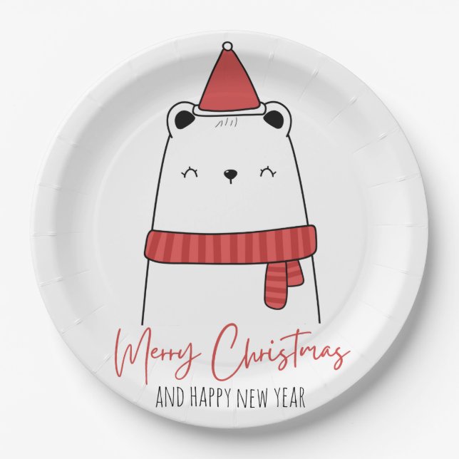 Funny Cat Weihnachten Pappteller (Vorderseite)