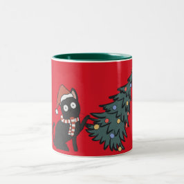 Funny Cat Weihnachts-Tasse Zweifarbige Tasse