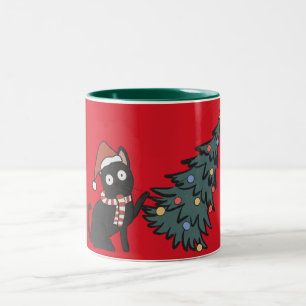 Funny Cat Weihnachts-Tasse Zweifarbige Tasse