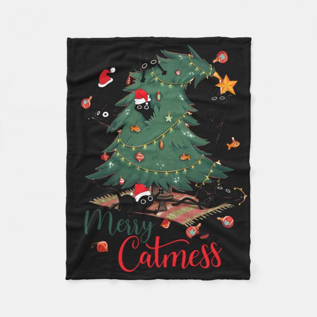 Funny Cat Weihnachtsbaum Merry Catmess Cat Lover K Fleecedecke (Vorderseite)