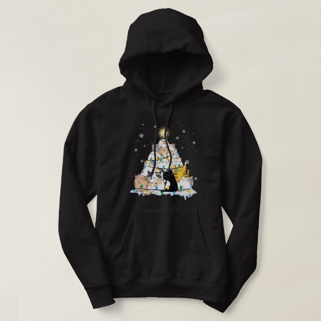 Funny Cat Weihnachtsbaum Niedliche Katzen Design F Hoodie (Design vorne)