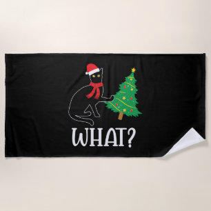 Funny Cat Weihnachtsbaum über Katze Was Strandtuch