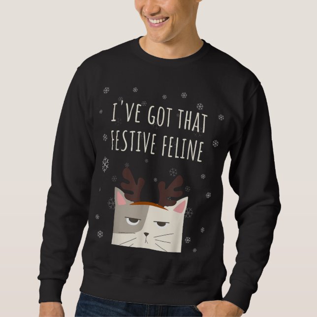 Funny Cat Weihnachtsfest Felge Sweatshirt (Vorderseite)