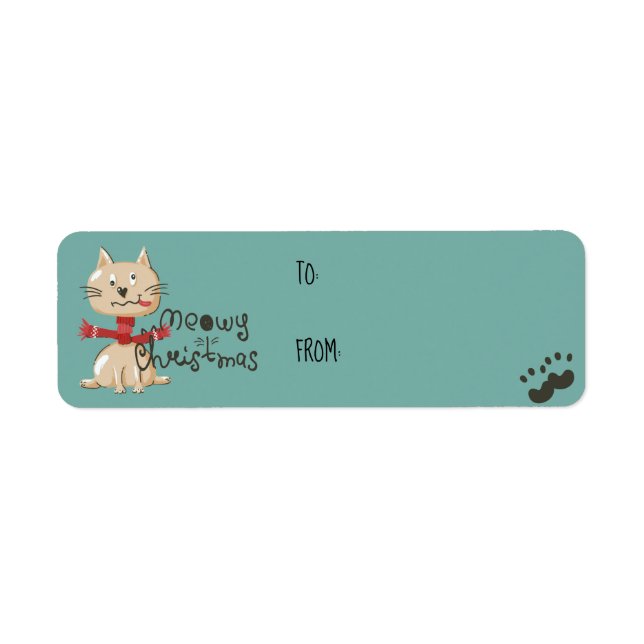 Funny Cat Weihnachtsgeschenksticker (Vorne)