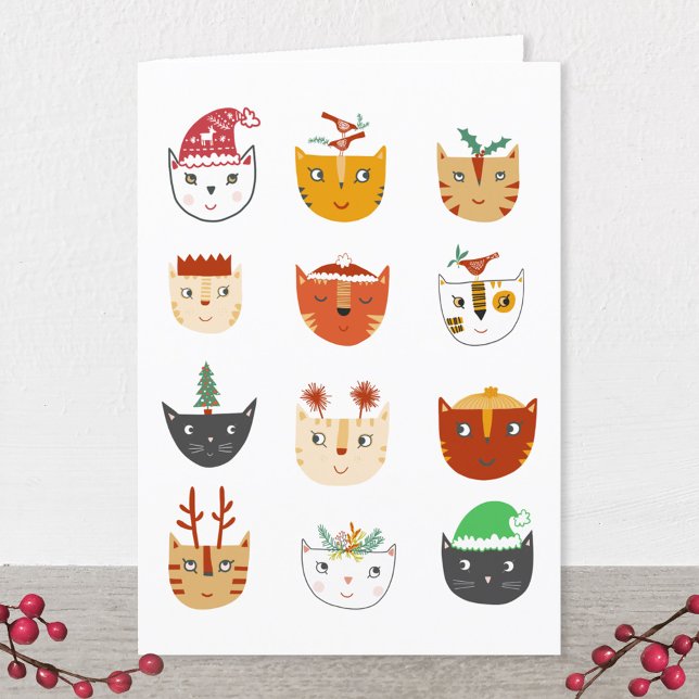 Funny Cat Weihnachtskarte Feiertagskarte (Cute and funny cats winter holidays card)