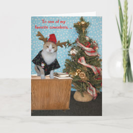 Funny Cat Weihnachtskarte für Coworker Feiertagskarte