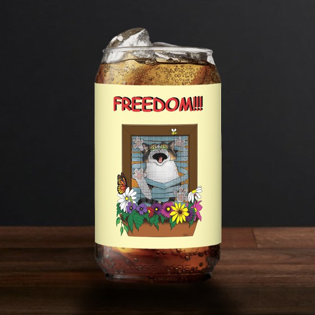 Funny Cat Window Yellow Freedom Dosenglas (Von Creator hochgeladen)