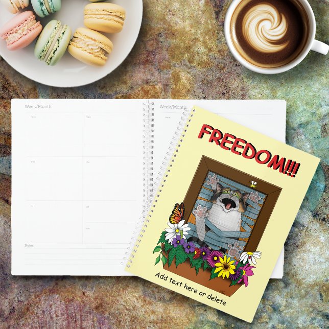 Funny Cat Window Yellow Freedom Planer (Von Creator hochgeladen)