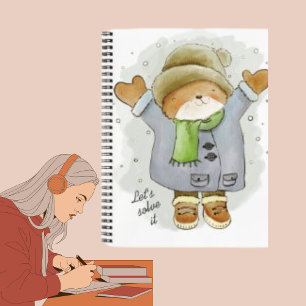 Funny Cat Winter Snowfall Trenino Comic Kitten Notizbuch