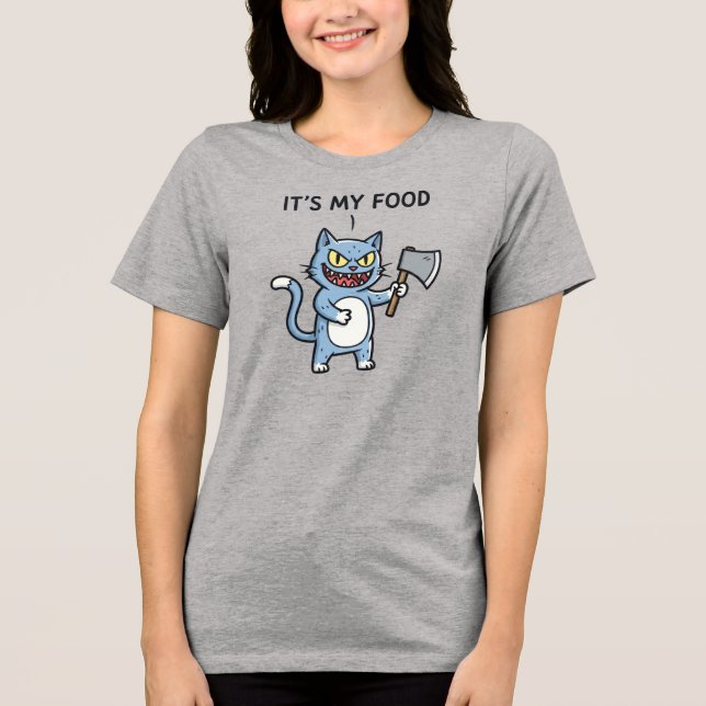 Funny Cat with Axe Tri-Blend Shirt (Vorderseite)