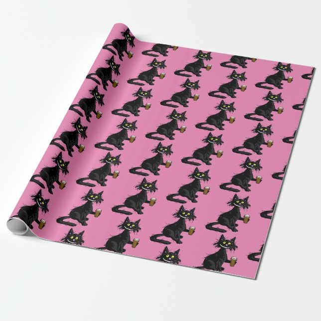 Funny Cat Wrapping Paper Geschenkpapier (Ungerollt)
