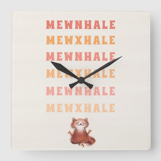 Funny Cat Yoga Meditation Spaß gegen Stress Quadratische Wanduhr (Vorderseite)