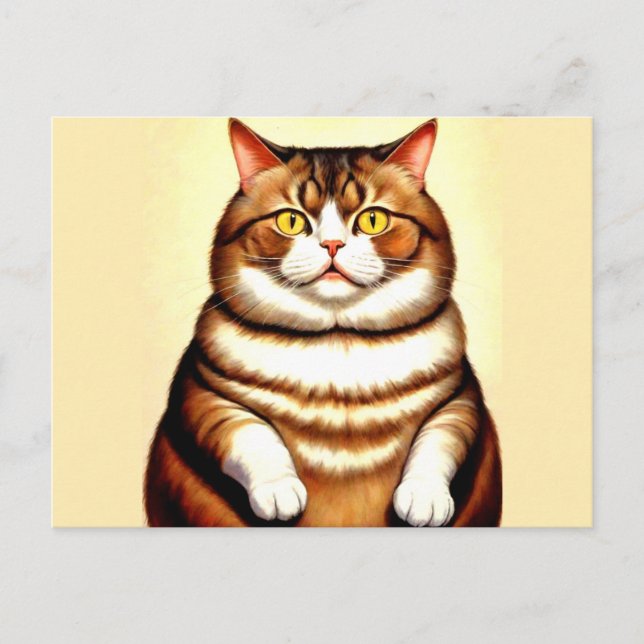 Funny Cat Zeichnend Postkarte (Vorderseite)