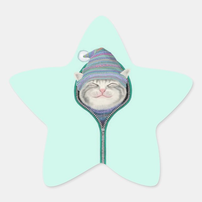 Funny Cat Zipper Fur Sticker (Vorderseite)