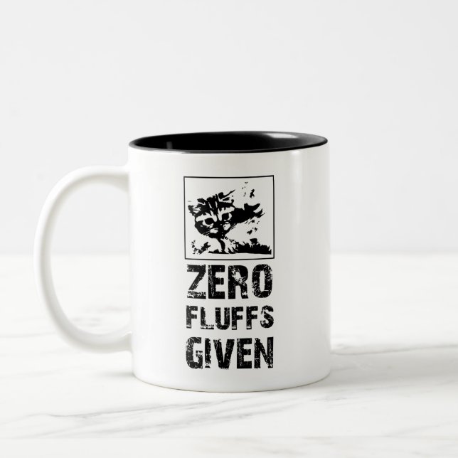 Funny Cat Zitat: Null Fluffs gegeben Zweifarbige Tasse (Links)