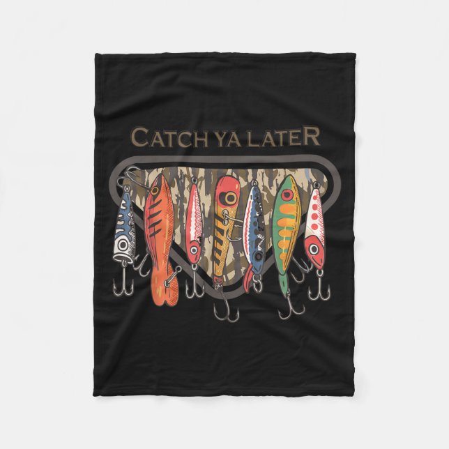 Funny Catch Ya Later Camo Fishing Lure Angler Fish Fleecedecke (Vorderseite)