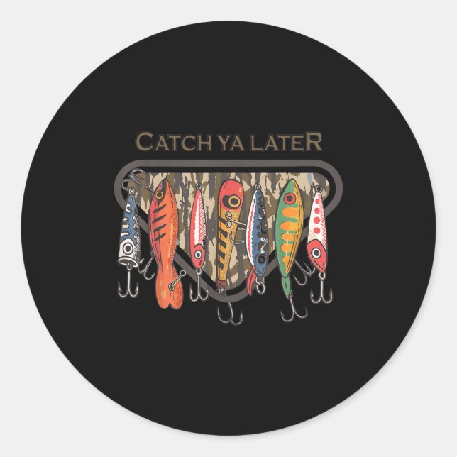 Funny Catch Ya Later Camo Fishing Lure Angler Fish Runder Aufkleber (Vorderseite)