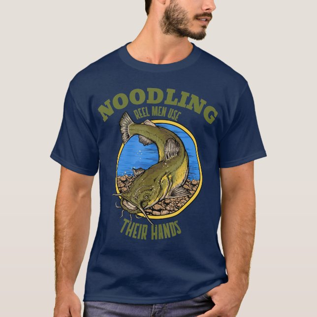 Funny Catfish Noodelling for Noodlers Reel Men T-Shirt (Vorderseite)