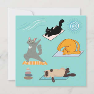 Funny Cats at Yoga Karte
