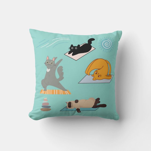 Funny Cats at Yoga Kissen (Vorderseite)