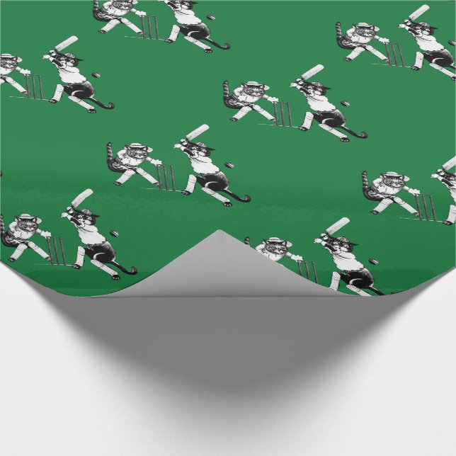 Funny Cats, die Cricket spielen Geschenkpapier (Ecke)