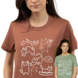 Funny Cats Doodles T-Shirt