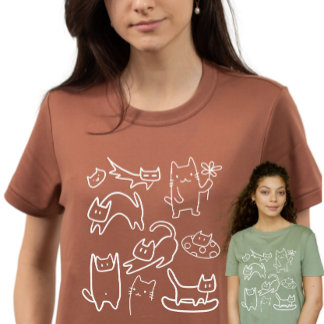 Funny Cats Doodles T-Shirt