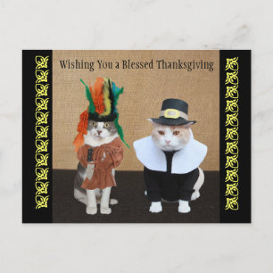 Funny Cats Erntedank Feiertagspostkarte