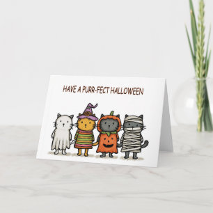 Funny Cats Happy Halloween Karte