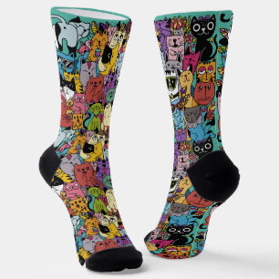 Funny Cats Illustration benutzerdefinierte Farbe Socken